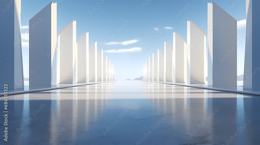 3d render of abstract futuristic architecture with empty concrete floor 3d render of abstract futuristic architecture with empty concrete floor