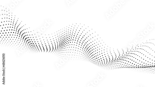 Futuristic wave of black smoothly moving dots on a white background. Vector EPS10