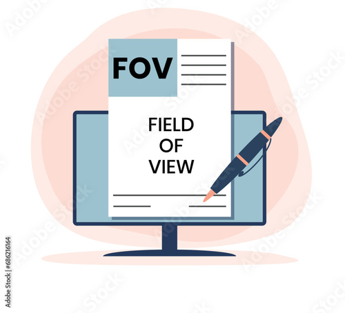 FOV, Field Of View. Concept with keyword and icons. Flat vector illustration. Isolated on white. photo