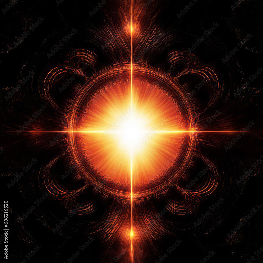 Obraz premium Fractal light rays from the sun
