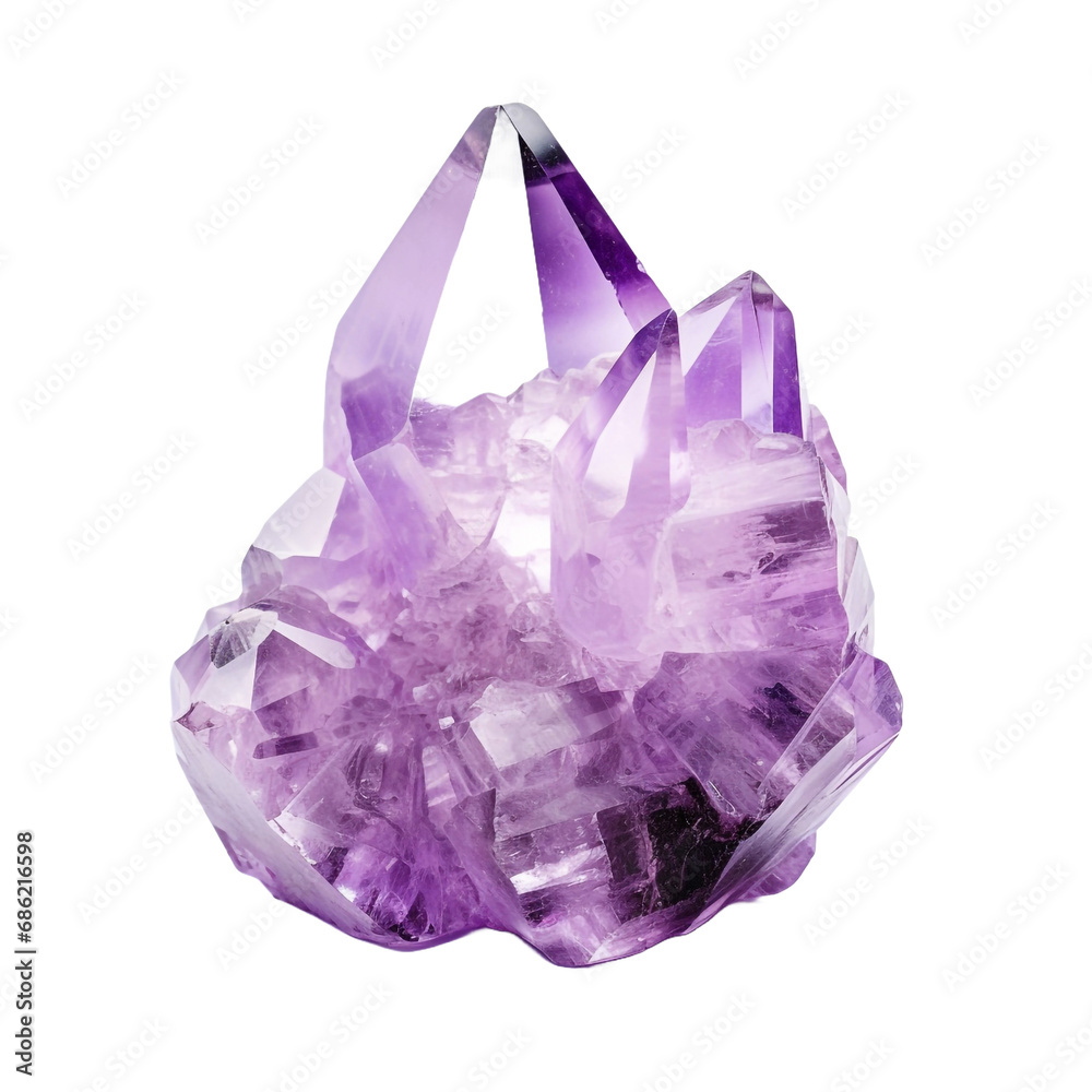Amethyst crystals contras isolated on transparent background - obrazy, fototapety, plakaty 
