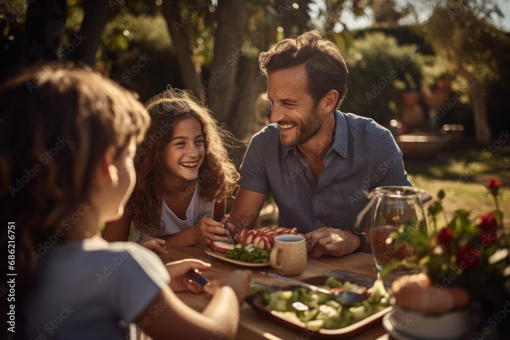 A family sharing a laughter-filled picnic in a park, emphasizing the importance of social connections in a healthy lifestyle. Concept of communal well-being. Generative Ai. A family sharing a laughter-filled picnic in a park, emphasizing the importance of social connections in a healthy lifestyle. Concept of communal well-being. Generative Ai.