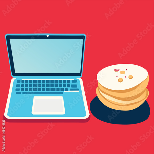 laptop with a capcake