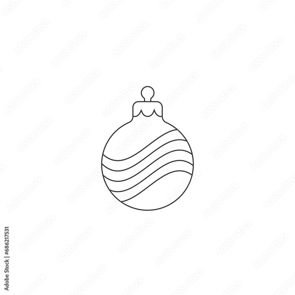 Fototapeta premium Christmas ball icon on white. Vector
