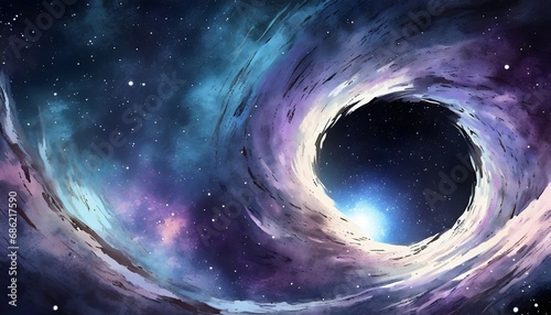 blackhole background in anime art style space galaxy
