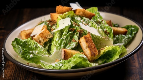 A classic Caesar salad with crisp romaine lettuce, croutons, and Caesar dressing.