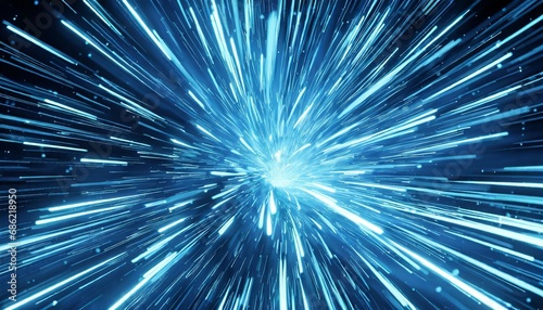 abstract of warp or hyperspace motion in blue star trail exploding and expanding movement 3d illustration