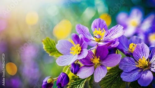 abstract spring background with purple flowers