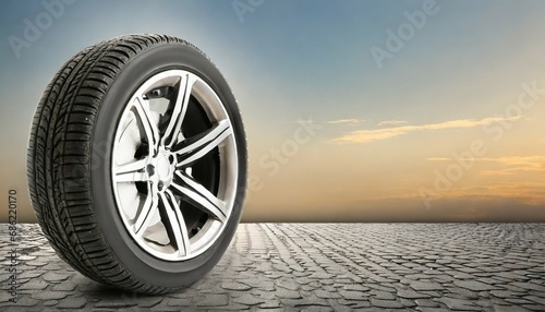 car wheel on white background generative ai photo