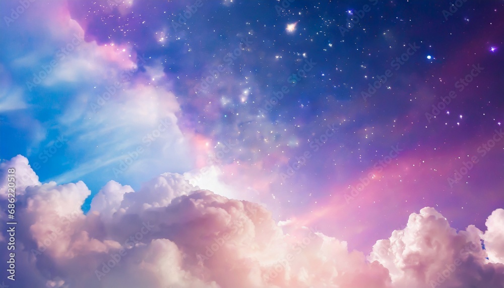 beautiful sky with clouds and space cosmic galaxy with stars like abstract fantasy and magic universe nebula background