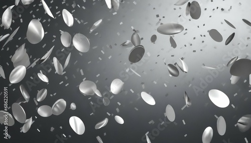 realistic silver 3d confetti randomly falling on a background graphic resource for party and holiday design