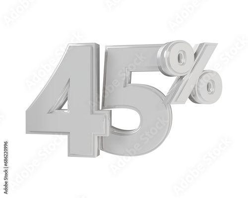 45 Percent Silver Number Discount 3d illustration