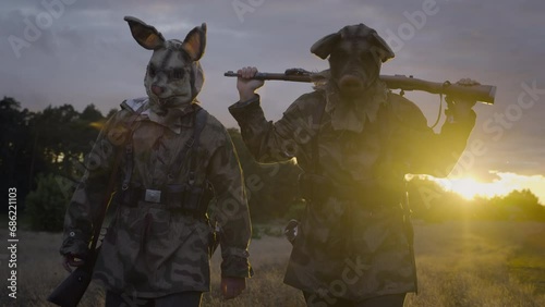 Soldier wehrmacht world war two in a scary mask. 
