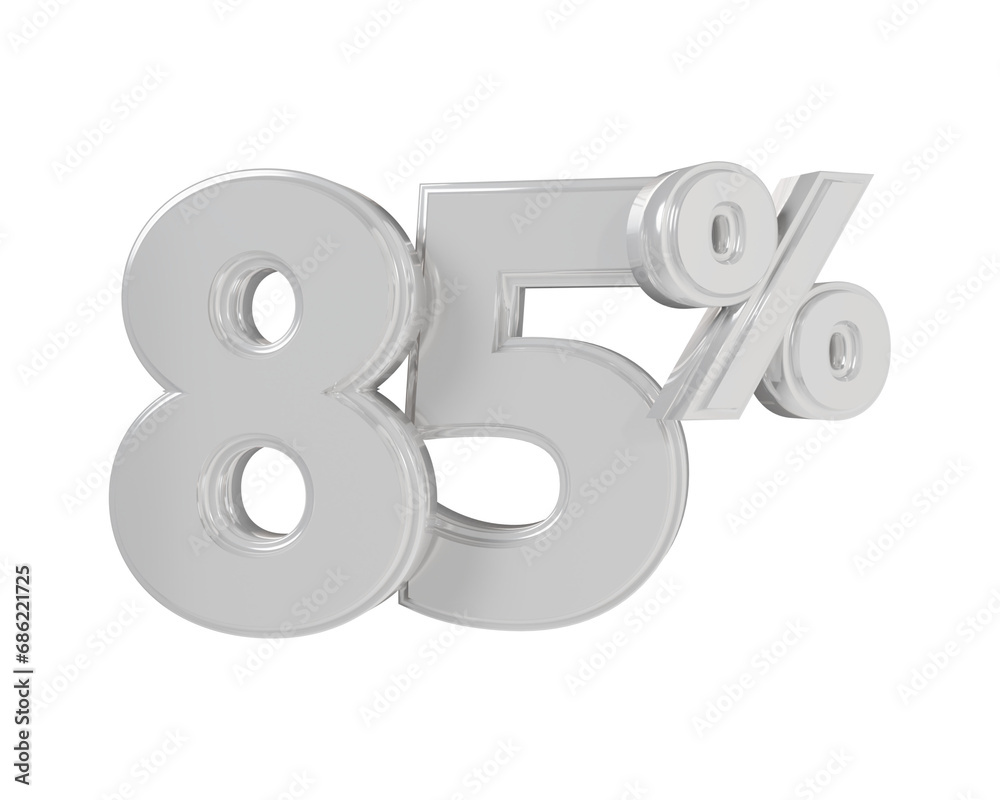 85 Percent Silver Number Discount 3d illustration 85 Percent Silver Number Discount 3d illustration