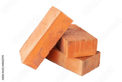 solid fireproof clay brick used for the construction of fireplaces and stoves, on an isolated white background