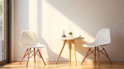white chair and table