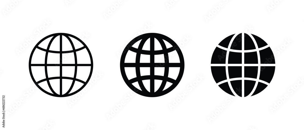 Globe icon, web icon vector illustration for web, ui, and mobile apps Globe icon, web icon vector illustration for web, ui, and mobile apps