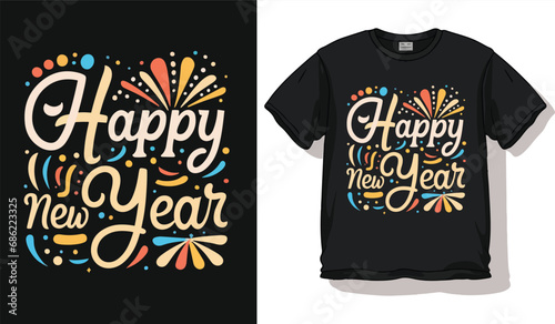 happy new year t shirt design concept
