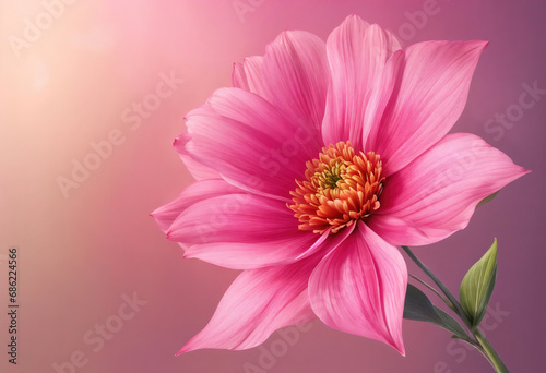 abstract pink flower illustration isolated on white. Generative Ai