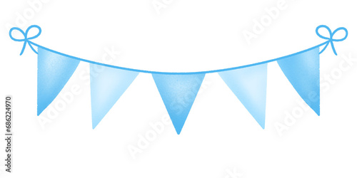 Blue pastel party flags with bow