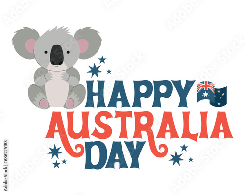 australia day lettering with koala