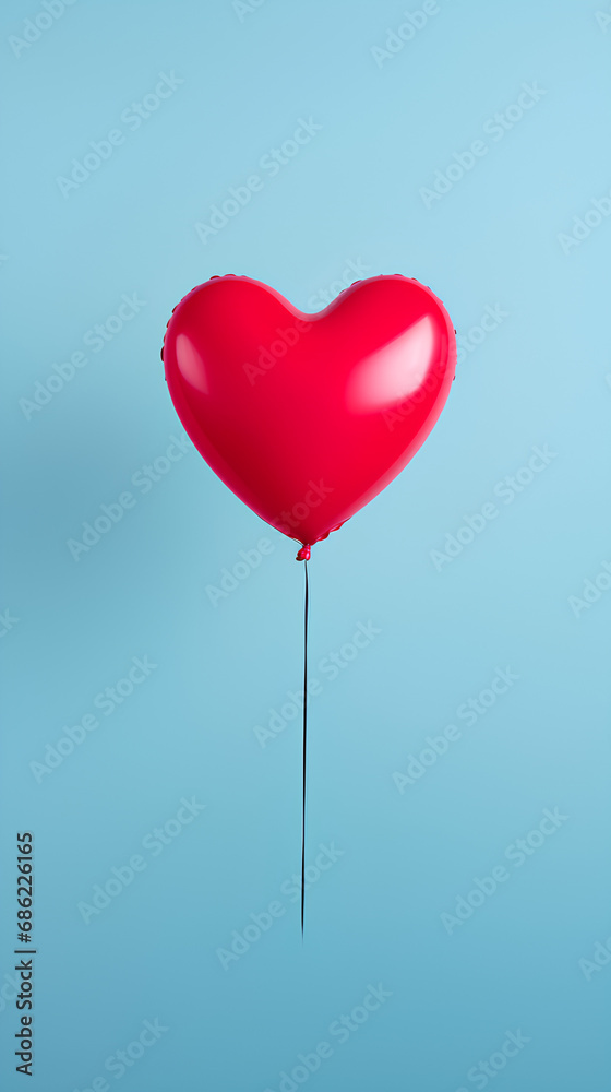 Red heart-shaped balloons to give as a valentine's day gift. Color background.