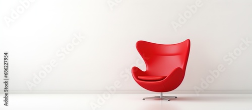 Contemporary red chair on white backdrop photo