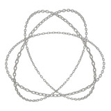 An atom-like structure in 3D, designed with three circular chains entwined, presented on a transparent background in PNG format.