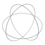 This 3D illustration creates the appearance of an atom structure, utilizing three circular chains entwined, isolated in PNG format with a transparent background.