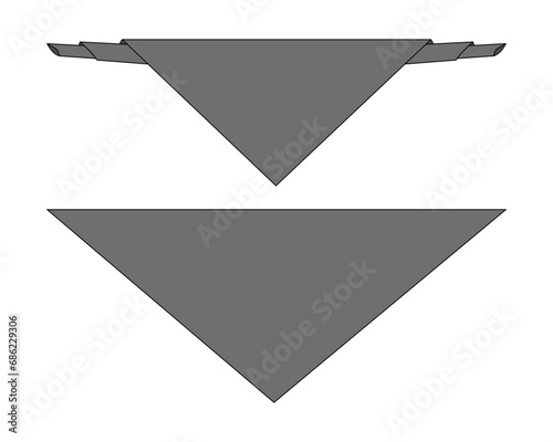 Gray Triangle Scout Scarf Template on White Background, Vector File