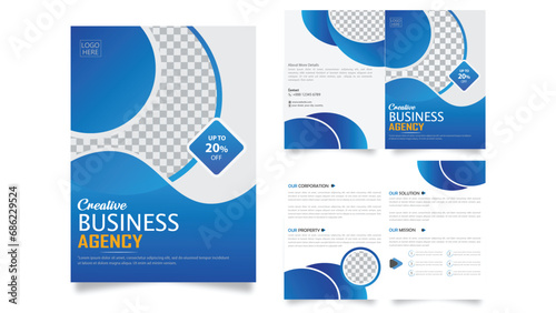 Bi-fold business brochure design template