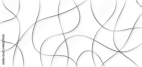 Random and scribble black line pattern background. Decorative pattern with tangled curved lines. Random chaotic lines abstract geometric pattern vector background. 