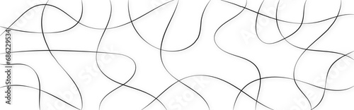 Random and scribble black line pattern background. Decorative pattern with tangled curved lines. Random chaotic lines abstract geometric pattern vector background.	
