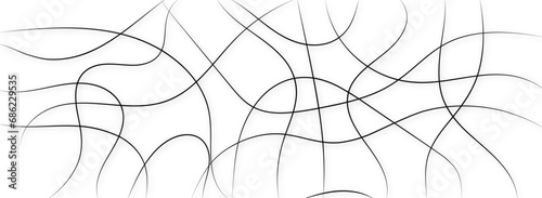 Random and scribble black line pattern background. Decorative pattern with tangled curved lines. Random chaotic lines abstract geometric pattern vector background.	
