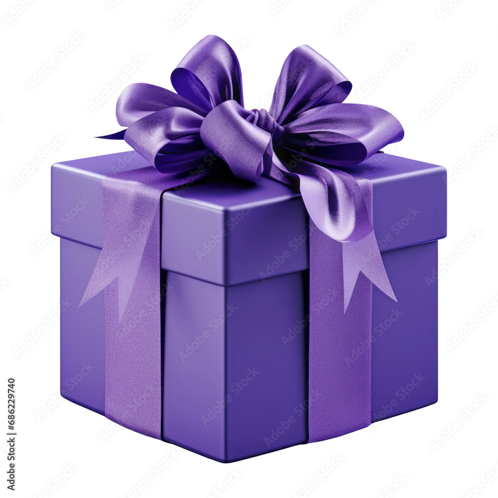 purple gift box with bow isolated on transparent background cutout purple gift box with bow isolated on transparent background cutout
