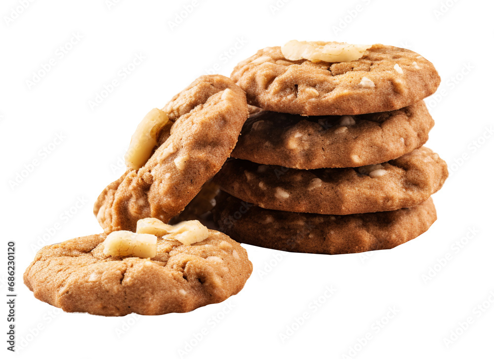 Walnut cookies on transparent background. Generative AI. Walnut cookies on transparent background. Generative AI.
