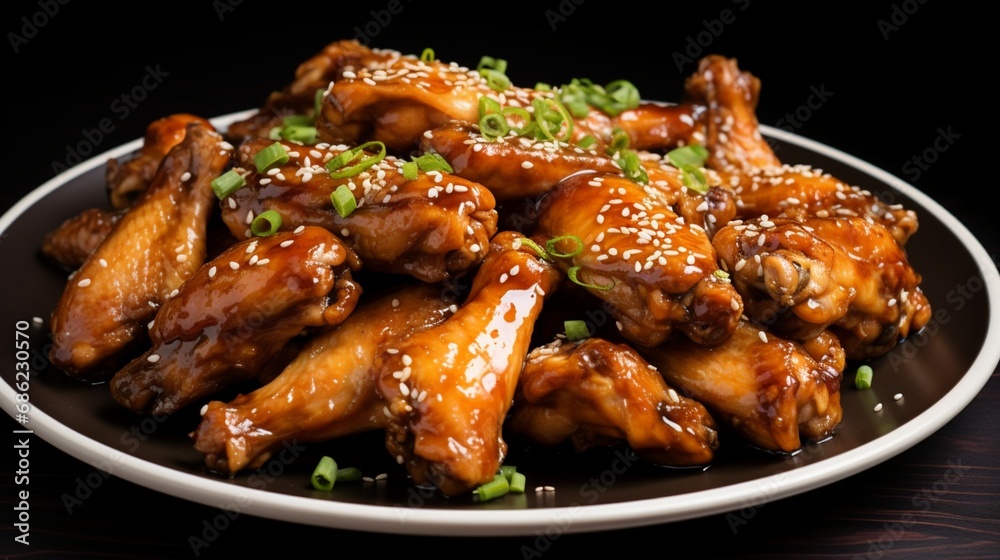 A plate of sweet and savory honey garlic glazed wings.