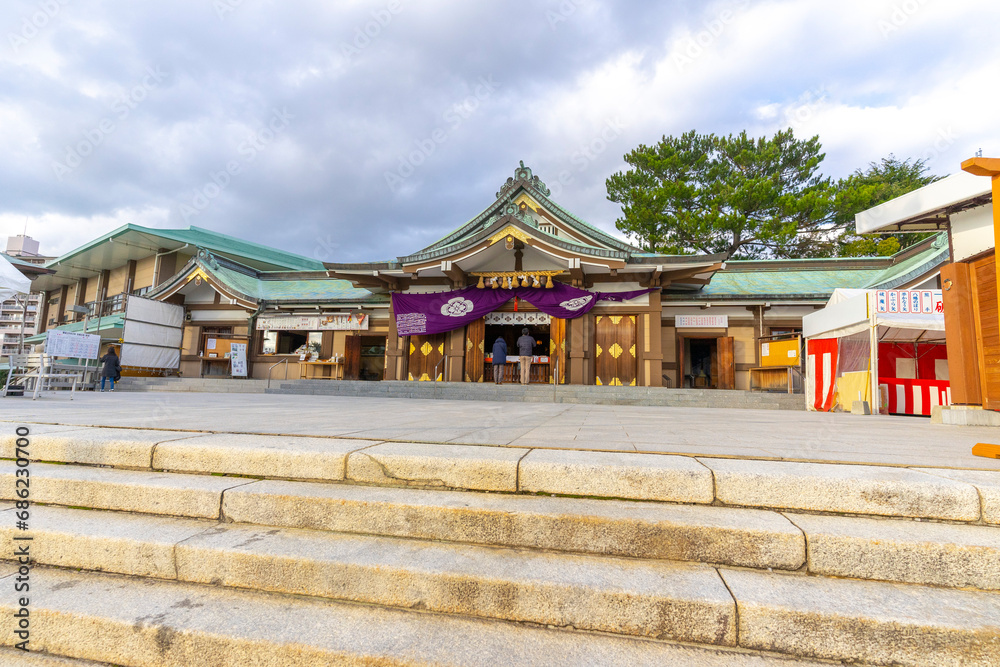 View of Kameyama Hachimangu shrine in Shimonoseki, Japan. View of Kameyama Hachimangu shrine in Shimonoseki, Japan.