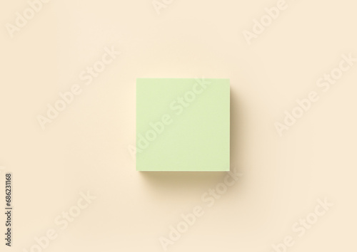 Product presentation flat lay scene in pastel colors made with square podium, top view photography