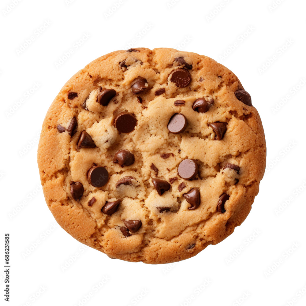 Baking delicious chocolate chip cookies top view isolated on transparent background Baking delicious chocolate chip cookies top view isolated on transparent background