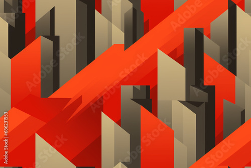 Abstract geometric background with red arrows.