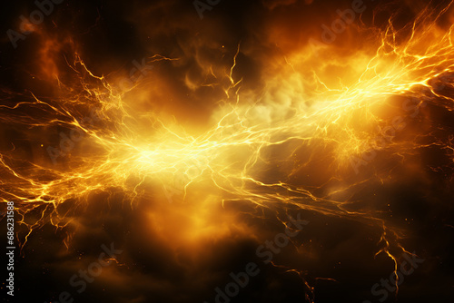 Fiery lightning on a dark background. 