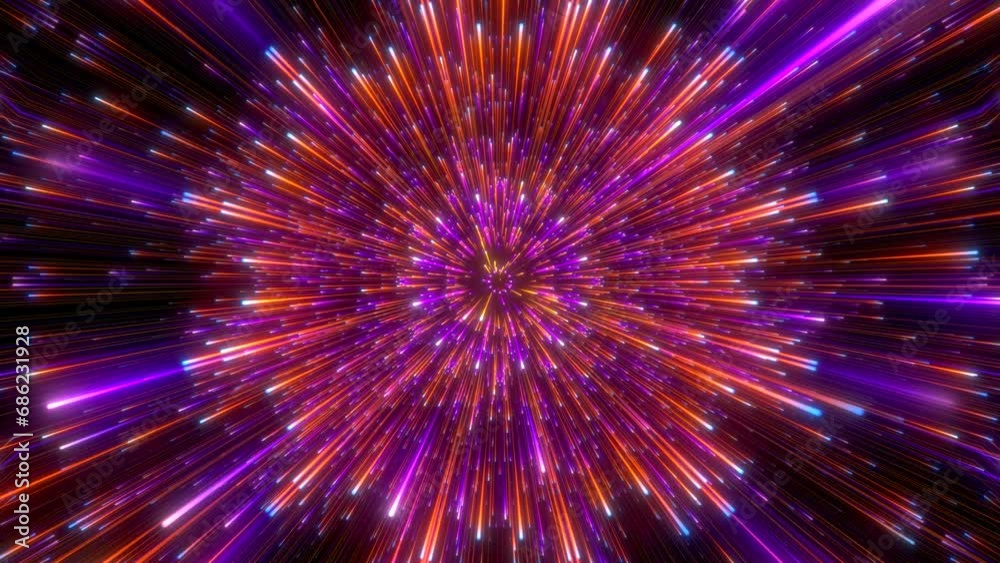 Abstract background in orange and purple neon glow colors. Speed of light in galaxy. Explosion in universe. Space background for event, party, carnival, celebration, anniversary or other. 3D rendering Abstract background in orange and purple neon glow colors. Speed of light in galaxy. Explosion in universe. Space background for event, party, carnival, celebration, anniversary or other. 3D rendering