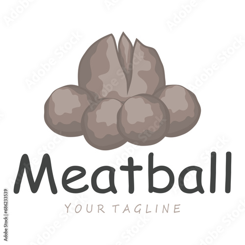 meatball logo design illustration template for Asian food, processed meat, restaurant, business