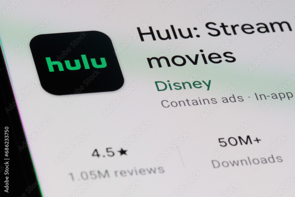 Shanghai,ChinaNov.30th 2023 Hulu app icon and brand logo. American