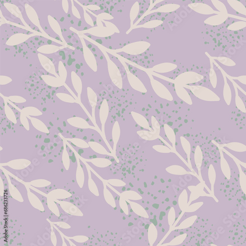Elegant botanical wallpaper featuring a seamless pattern of leaves and blossoms