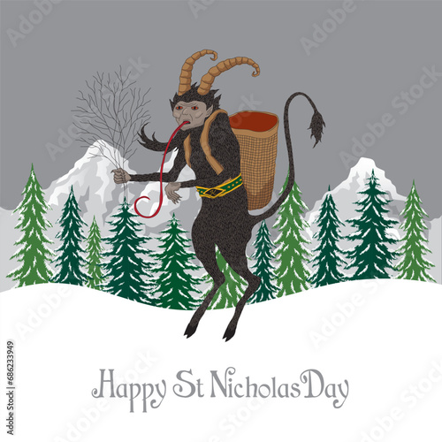 Vector illustration of Krampus