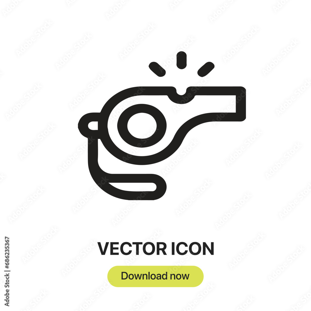 Whistle icon vector. Linear-style sign for mobile concept and web design. Whistle symbol illustration. Pixel vector graphics - Vector. Whistle icon vector. Linear-style sign for mobile concept and web design. Whistle symbol illustration. Pixel vector graphics - Vector.