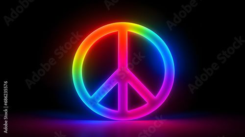 multicolored peace symbol on a black background