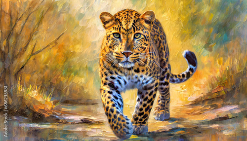 African leopard,digital oil painting photo